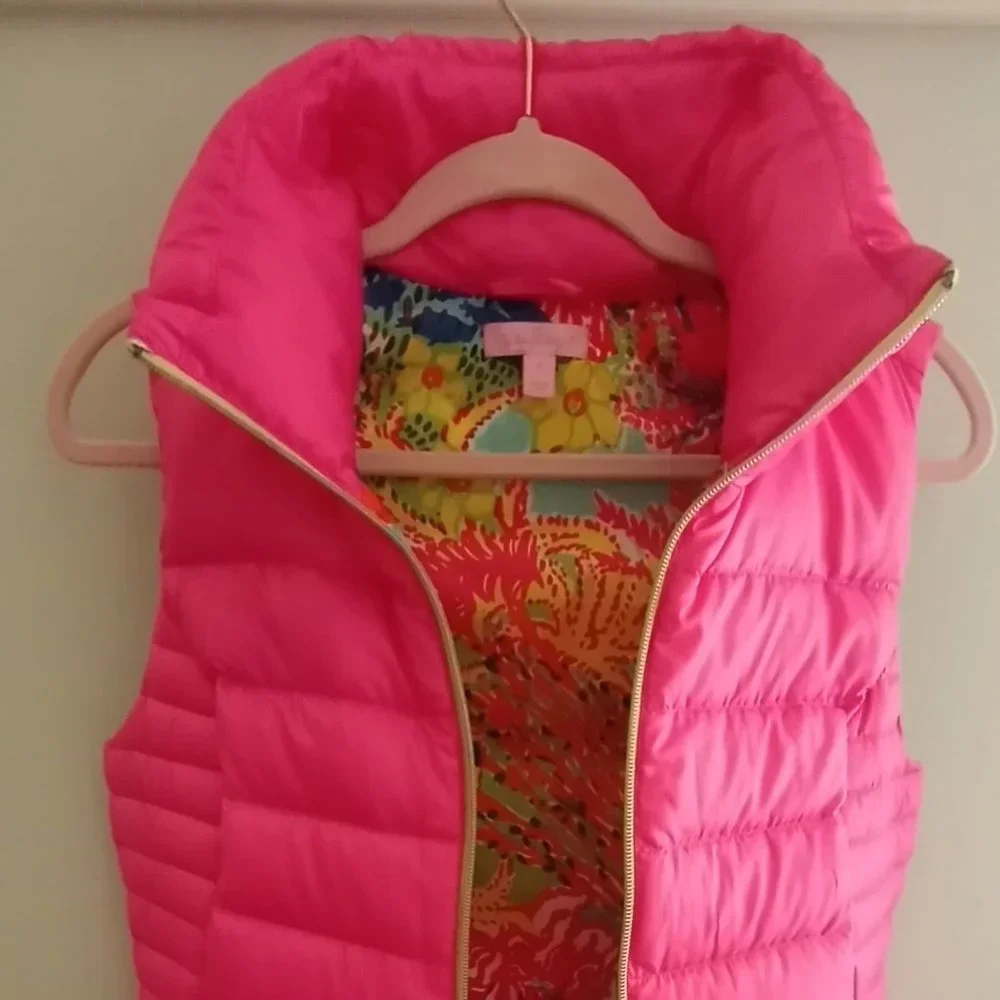 'Lilly Pulitzer' Allie Packable Pink Vest Size S Down/Feather NWOT